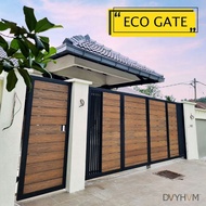 DVYHVM Eco Gate Combination of Decking and Galvanized Steel Frame Structure and Auto Gate System Folding Gate Swing Gate
