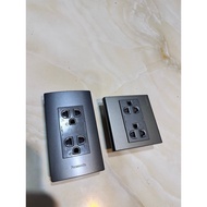 Double 3-Prong Socket Set (Rectangular & Square Face) Genuine Panasonic Quick Plug WEV1582MYH