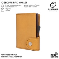C-SECURE [พร้อมส่ง] กระเป๋าใส่บัตร (RFID Protection) รุ่นหนังฟอกฝาด สีเบจ (เคสบัตรสีน้ำตาล)