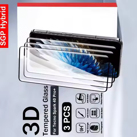3Pcs 3D Curved Premium Glass For Tecno Spark 40 Pro + Tempered Glass Spark40 Pro Plus Spark40ProPlus