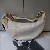 Gucci 單肩帶白蛇紋皮革hobo包