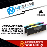 CORSAIR VENGEANCE RGB 32GB (2x16GB) DDR5 7200MHz C34 RAM - CMH32GX5M2X7200C34
