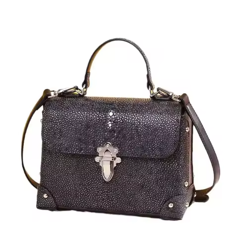 Fashion Pearl Fish Skin Pattern Female Rivets Purse Women's Small Handbag Stingray Leather Print Lad