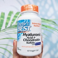 (Doctor's Best®) Hyaluronic Acid + Chondroitin Sulfate with BioCell Collagen 60 Veggie Caps คอลลาเจน