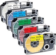 UniPlus Pack of 5 Compatible 9 mm Label Tape Replacement for Casio XR-9WE XR-9RD XR-9BU XR-9YW XR-9G