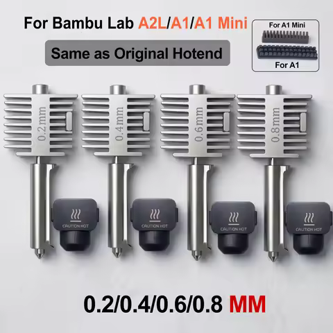 Upgraded Hotend Kit For Bambu Lab A1/A1 Mini/A2L All-in-one Hot End Assembly 0.2/0.4/0.6/0.8mm Harde