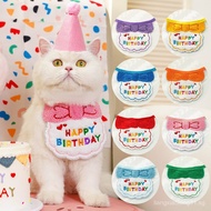 Sg Pet ins Style Birthday Saliva Towel Cat Bib Scarf Dog Cat Hat Dog Decoration Supplies