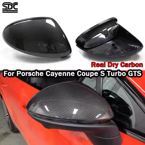 For Porsche Cayenne S Coupe Turbo GT E-Hybrid Macan EV Real Dry Carbon Mirrors Replace Exterior Side