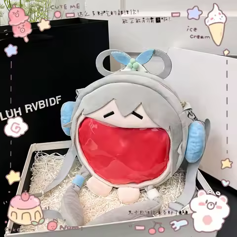 Vsinger Luo Tianyi UWA Series Plush Ita Bag Transparent Crossbody Backpack For Anime Fans Badge Head
