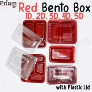 Bento Box with Plastic Lid (1D NoDivision, 2 division, 3 division , 4 division , 5 division) 20pcs
