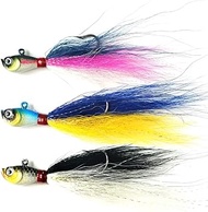 3/8oz Fishing bucktail jig fluke Lure Saltwater Freshwater Assorted kit for bass Striper Bluefish su