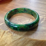 老花青翡翠平安鐲手鐲 | 18.5圍 | 天然緬甸玉翡翠A貨 | 送禮