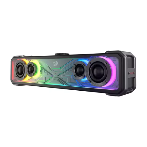 Redragon GS817 RGB 2.0 Channel Stereo Speakers Touch-Control Bluetooth 5.3 & 3.5mm AUX Inputs Deskto