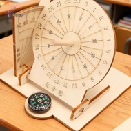 [freneci] Sundial Clock Model Wooden Sundial Scientific Building Kit DIY Ancient Timer Educational T