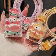 SpongeBob For Xiaomi 14 Clear Charger Protector 120W 33W/67w/90w charger cover cable protector Type 