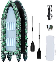 GONFLABLE Inflatable Boat Kayak for Adult, 9Ft Dinghy Raft Inflatable Touring Kayak 2 Person Adult, Portable Camouflage Canoe with Paddles Hand Pump Carry Bag