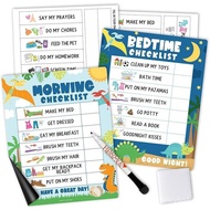 Hadley Designs Kids Day & Night Routine Charts 8x10 inch Magnetic Morning & Bedtime Checklists with 