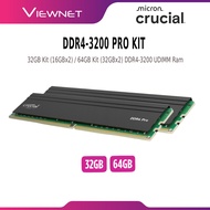 CRUCIAL PRO 32GB KIT (16GBX2) / 64GB KIT (32GBX2) DDR4-3200 UDIMM DESKTOP PC MEMORY RAM- CP2K16G4DFR