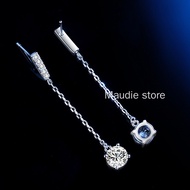 Real Moissanite Diamond Earrings Long Fringe Pendant 4 claws 2ct 100% S925 Silver Women Long Drop Ea