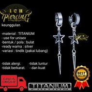 Latest K-pop earrings, star chain model, t0mbak stud and clip-on earrings/ ICH PIERCING/