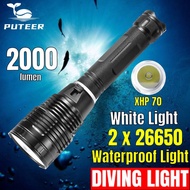 Powerful Diving Torchlight Waterproof Flashlight Fishing Diving Torches Light Xhp70.2 for Fishing Me