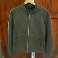 jaket casual biker brown suede brand ships