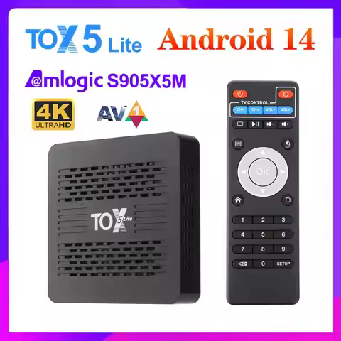 Android 14 Smart TV Box TOX5 Lite S905X5M Android 14.0 Media Player 2GB 32GB Dual Wifi 1000M LAN BT4
