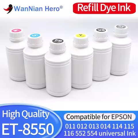 500ML 250ML Dye Ink For Epson 011 012 013 014 114 115 552 Refill INK Eco-Tank L8160 L8180 L8168 L805