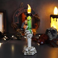 全城熱賣 - 《哈囉喂》—室內佈置-萬聖節派對-創意LED蠟燭燈骷髏骨造型燭台-鈕扣電池-綠色│#萬聖節#萬聖節裝飾