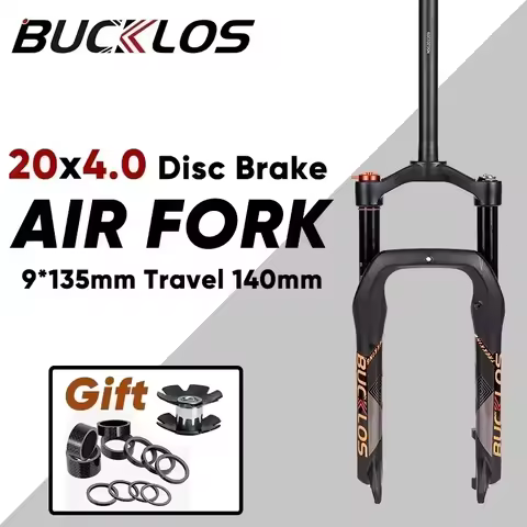 BUCKLOS 20*4.0 Inch Fat Bike Fork 140mm Travel Aluminum Alloy Snow Front Fork E-bike Air Suspension