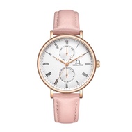 Solvil et Titus Classicist Women's Multi-Function Quartz in Silver White Dial and Pink Leather Strap W06-03199-006