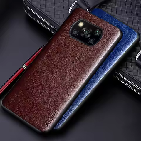 Luxury PU leather Case for Xiaomi Poco X3 NFC X3 Pro with Business solid color design phone cover fo