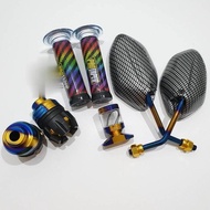 COD Paket 4 Variasi Thailand - Kaca Spion Model Beat Karbon Twotone + Grip Pelangi + Stempel Kaca Tw