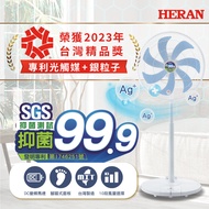 HERAN 禾聯 16吋DC-光觸媒+奈米銀 雙效抑菌電風扇-藍 (HDF-16SH72B)-台灣製造