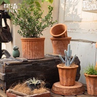 Red Pottery Pottery Pot Flower Pot Household High-value Clay Stoneware Breathable Succulent Flower P