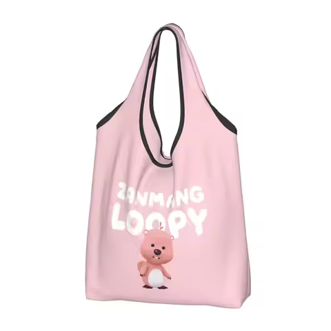 Custom Zanmang Loopy Cartoon Groceries Shopping Bags Cute Shopper Shoulder Tote Bag Big Capacity Por