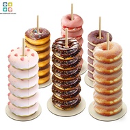 6 Pcs Donut Stand Holder for Dessert Table Wood Donut Holder Reusable Donut Display Stand Detachable