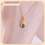 24K Saudi Gold Nasasangla pawnable 100% Original  Chrysoprase fox queen stone feng shui necklace for