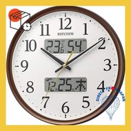 Rhythm (RHYTHM) radio-controlled analog wall clock with continuous second hand, temperature, humidity, calendar, tea Φ35x5.3cm 8FYA03SR06