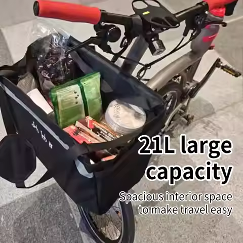 Bicycle Front Storage Bag with Frame,21L Vegetable Basket Bag for Brompton Quick-release Pet Bag Han