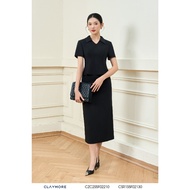 Straight office skirt in slip fabric - basic black, easy to coordinate CLAYMORE MS CZC2S5F02210