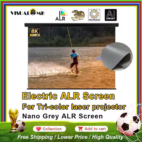 Motorized Electric Drop Down Nano Grey ALR Projection Screen Wall Mount 150inch 16:9 4K Projection f