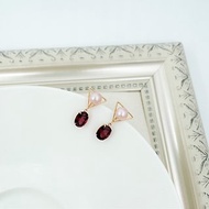 午茶系列 鎂鋁石榴石 日本珍珠 玫瑰18K金耳環 輕珠寶飾品