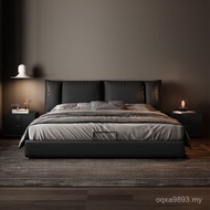 Modern Genuine Leather Italian Minimalist 1.5m 2.2m Main Bedroom Style 1.8m Double Bed Simple Nordic