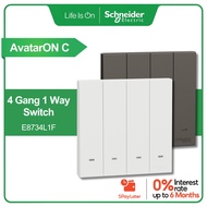 Schneider Electric AvatarOn C 4 Gang 1 Way / 4 Gang 2 Way Switch (16AX/250V) - E8734L1F / E8734L2F