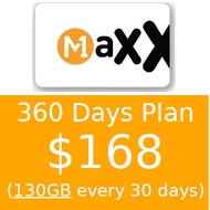 M1 Maxx $168 360 Days Plan (130GB every 30 days) Top Up / Recharge / Renewal