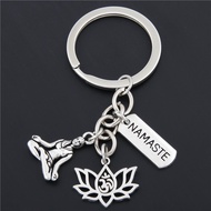 I Love Yoga Namaste Charm Lotus Pendant Key chain Key ring Om Ohm Aum Jewelry Gift For Women