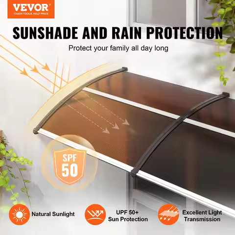 Window Door Awning Canopy , UPF 50 Polycarbonate Entry Door Outdoor Window Awning Exterior, Front Do