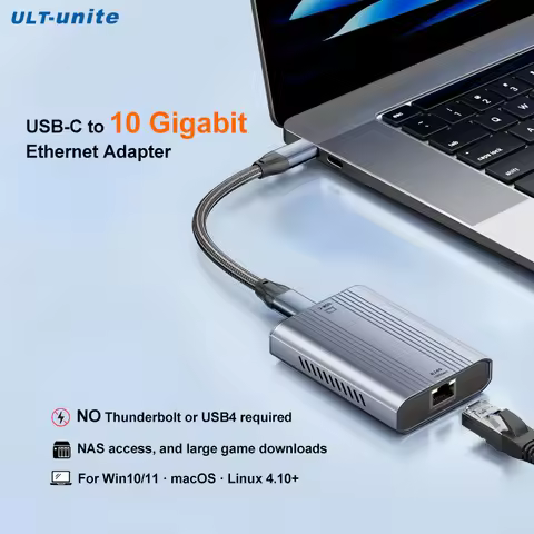 10Gbps USB-C Ethernet Adapter for USB3.2, 10000Mbps RJ45 LAN Card for NAS, Windows10/11, MacBook/Mac