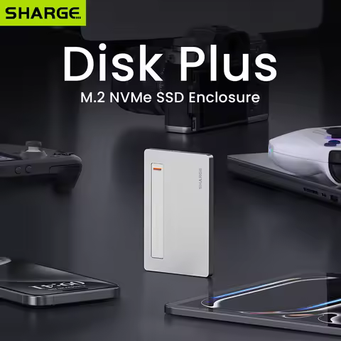 SHARGE Disk Plus M.2 NVMe SSD Enclosure 10Gbps USB C 3.2 Gen2 100W PD External Hard Drive Case for M